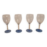 Set of 4 cut glass stemmed glasses from the 50s.
