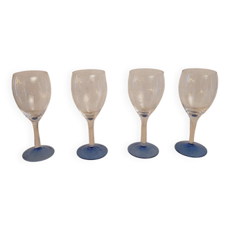 Set of 4 cut glass stemmed glasses from the 50s.