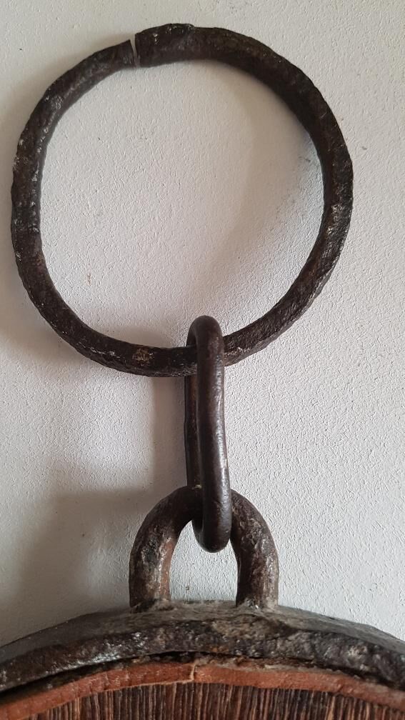 Round wrought iron mirror in the 1950s - 21cm