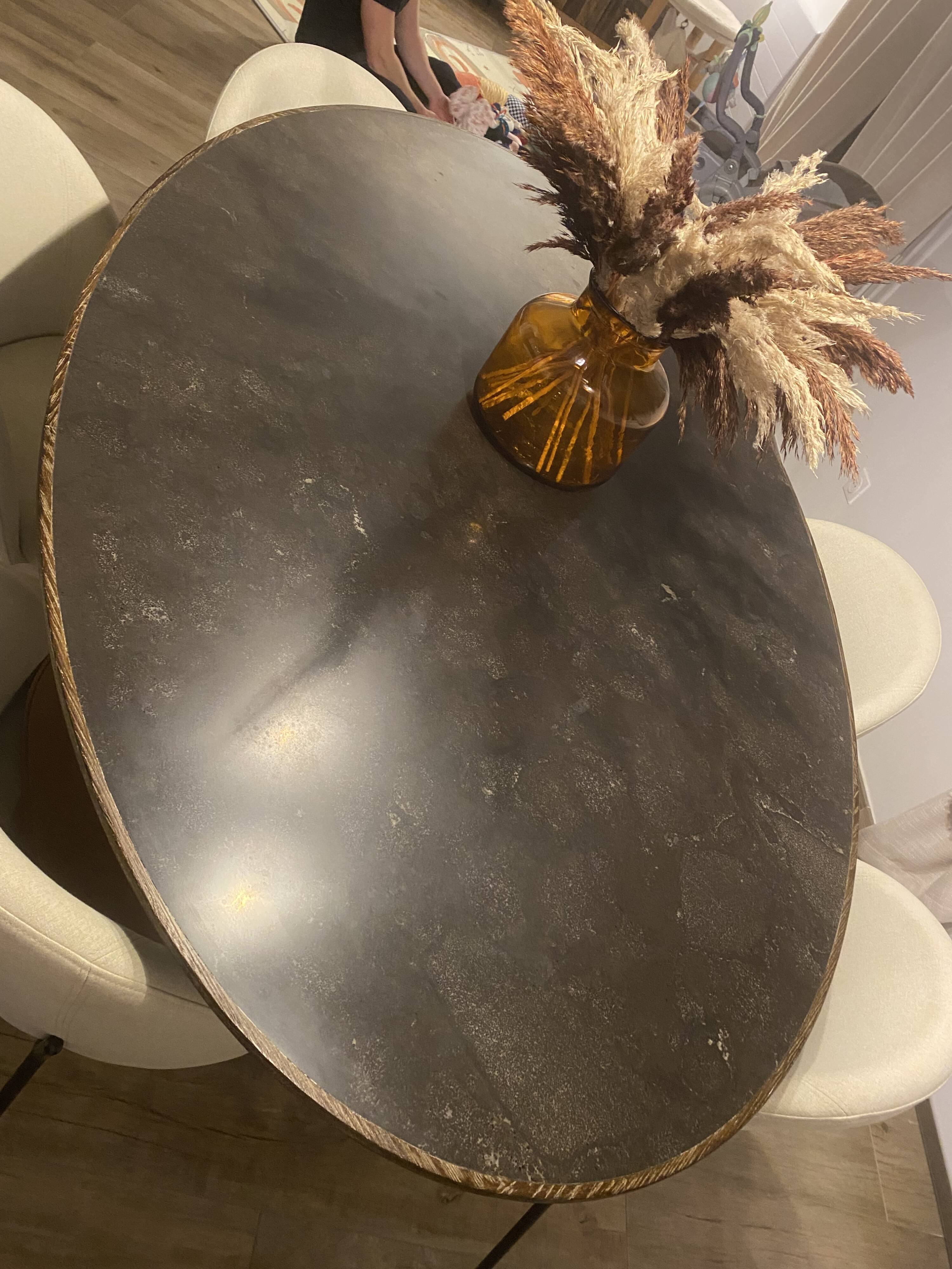 Blue stone dining table