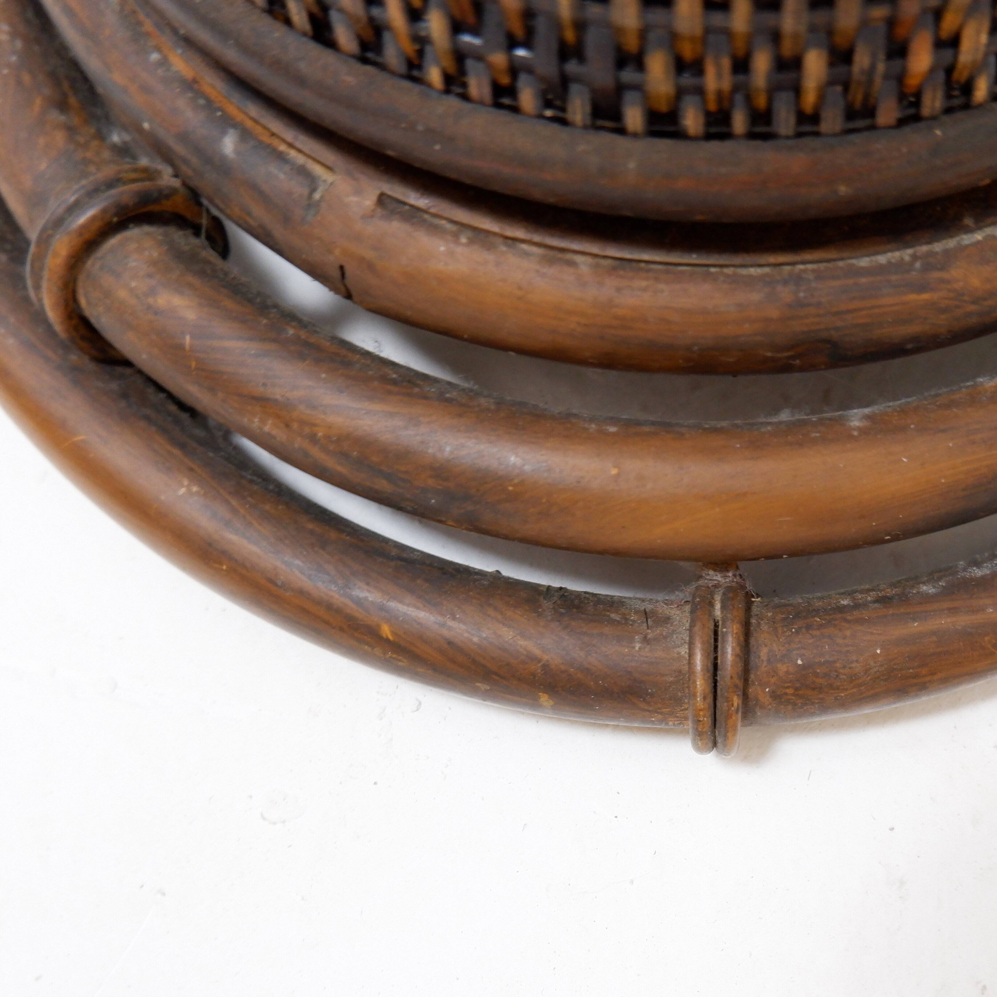 Vintage wicker and bamboo pedestal column