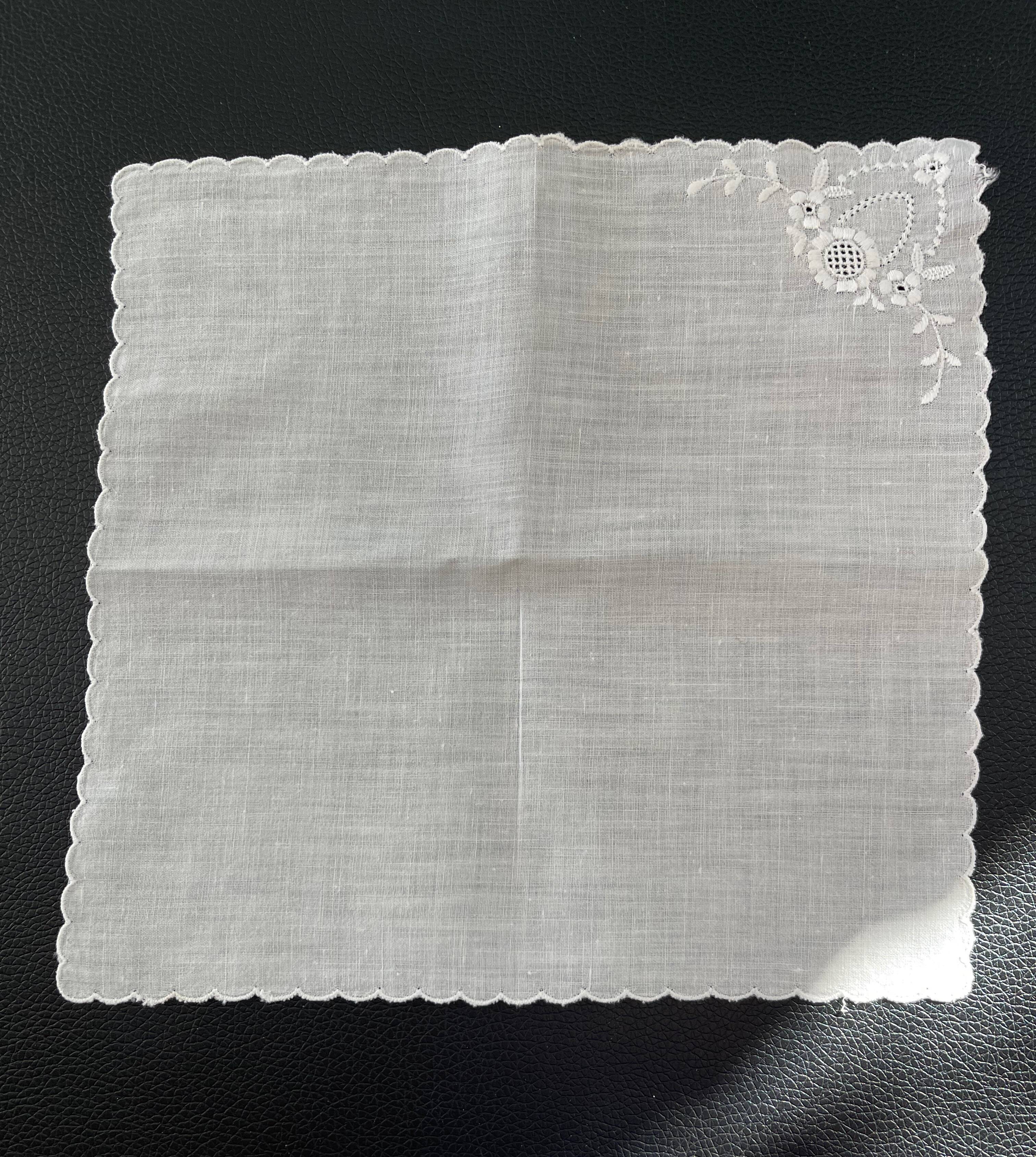 Set of 6 antique embroidered handkerchiefs