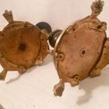 Pair of lion paw candlesticks 19th century napoleon iii in bronze & stone