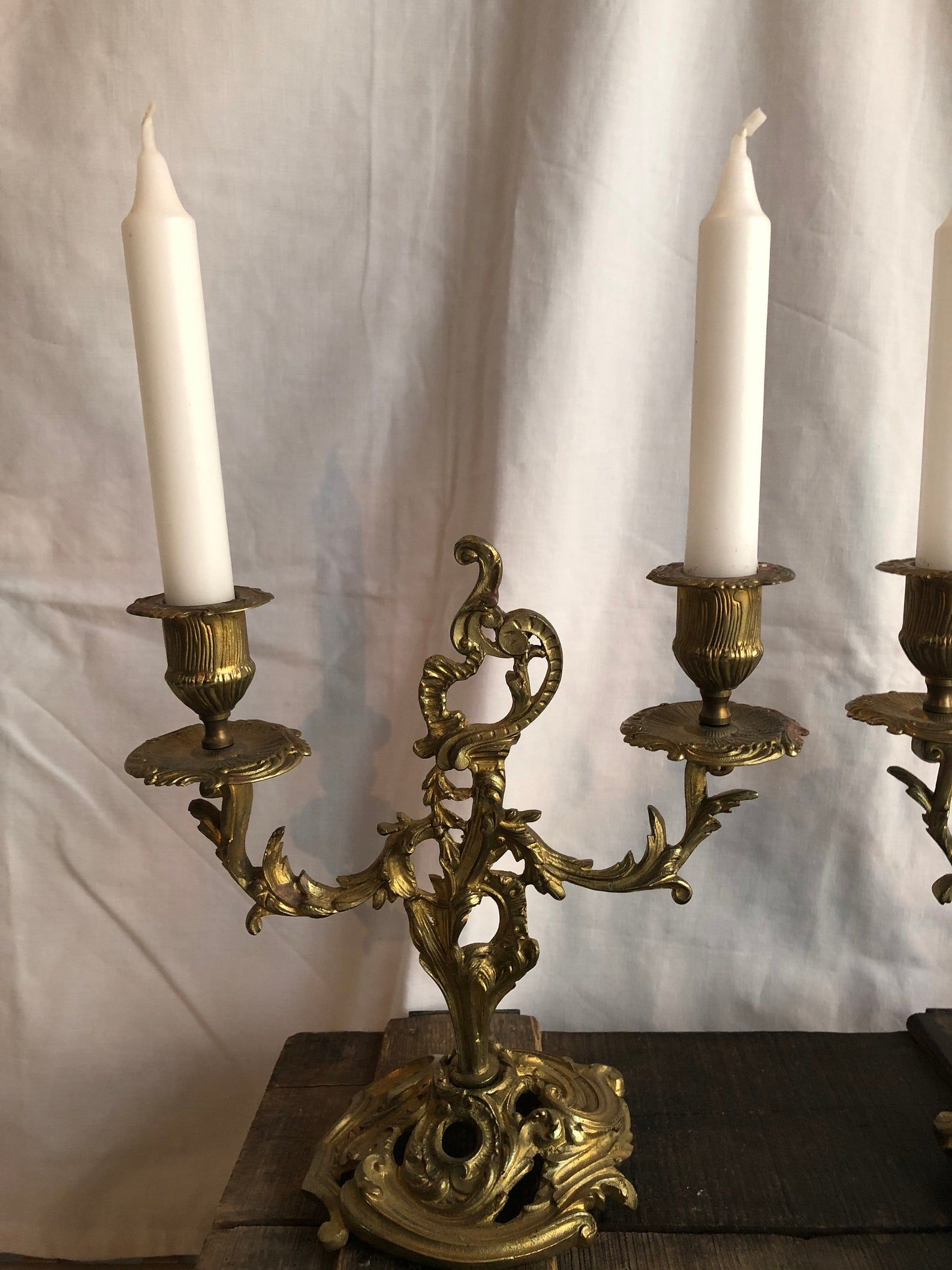 Pair of candlesticks in chiseled bronze and gilded 19th century France