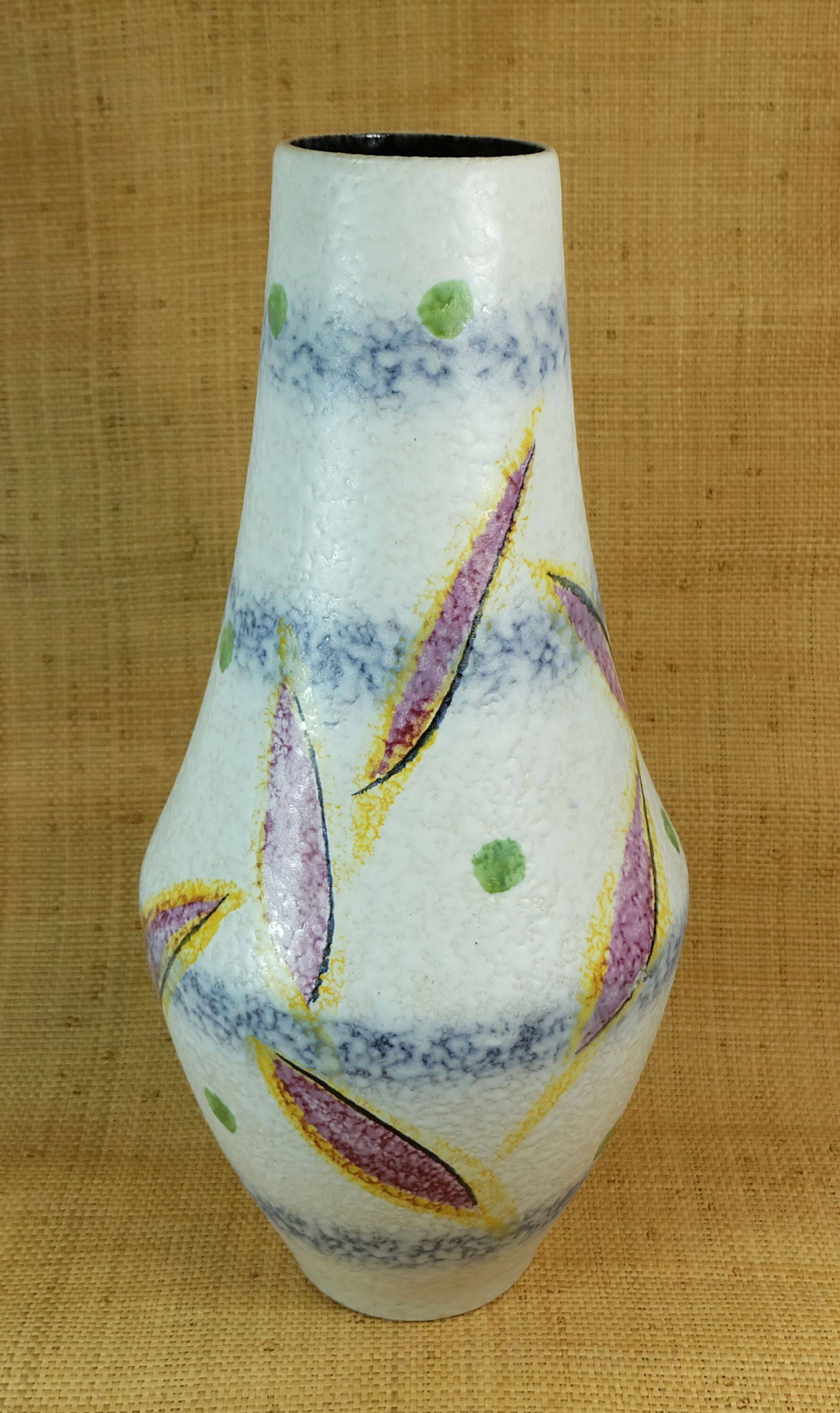 vase de sol Scheurich des années 60, modèle 537-52, motif abstrait du milieu du siècle