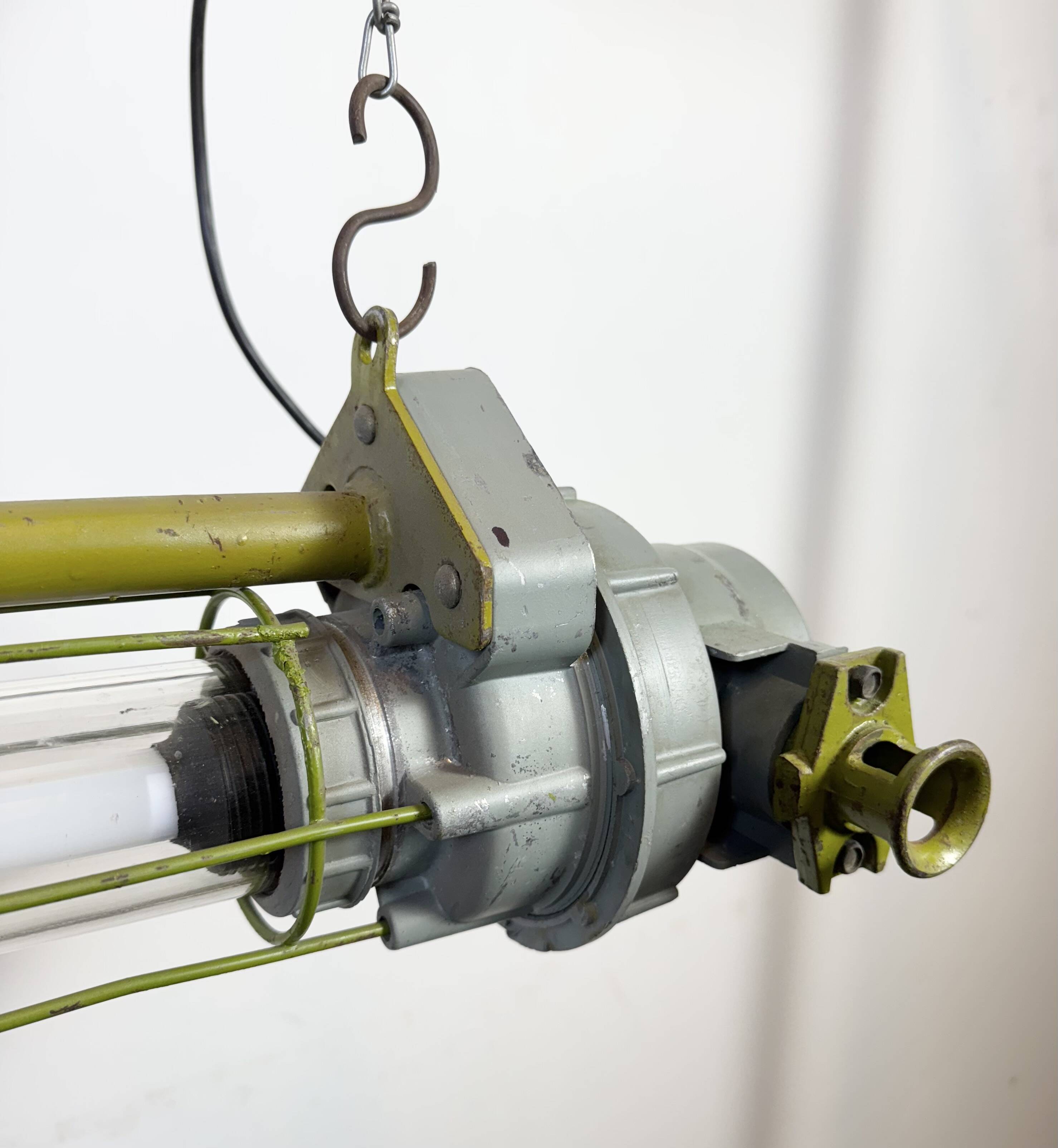 Grey Soviet Industrial Hanging Tube Light, 1970s