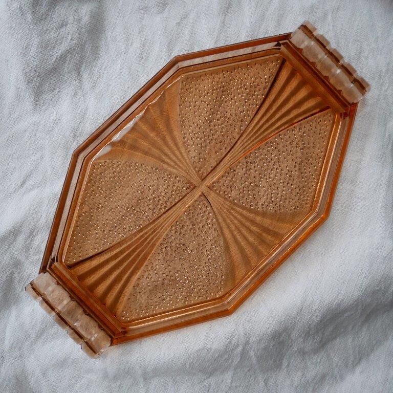 Lot de 3 plateaux en verre orange