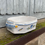 Rouen earthenware planter/cooler with flowers and foliage, 18th century