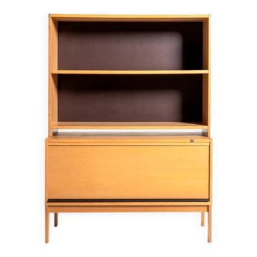 Bibliothèque en chêne scandinave avec porte tambour, années 1960