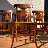 Chairs straw and wood cherry style directoire