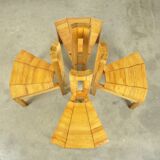 LAUKAAN PUU / brutalist pine dining table chairs “Rantasipi” / Finland 70s