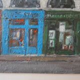 Tableau ancien huile sur bois, rue Parisienne
