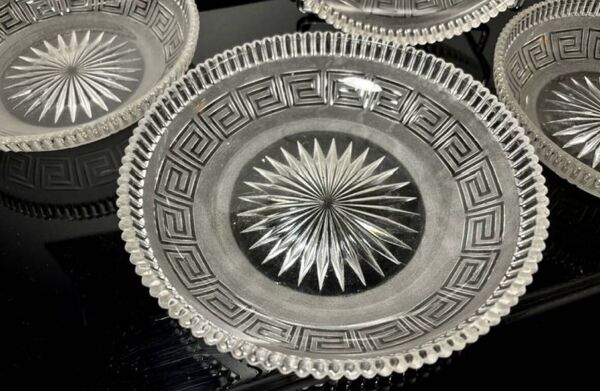 4 Baccarat plates in Greek key pattern 19th century