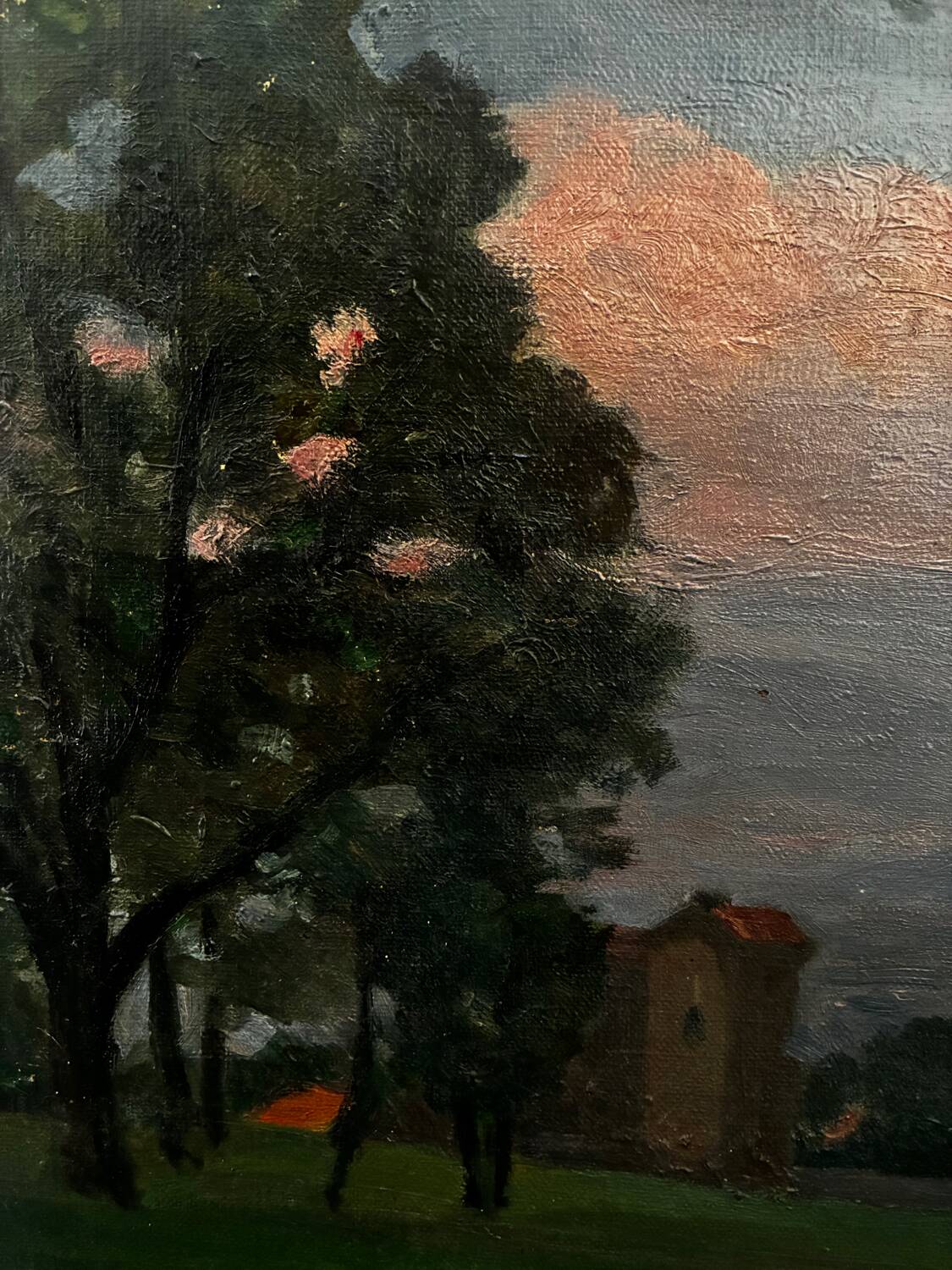 Countryside landscape, sunset signed Lavauden.