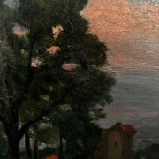 Countryside landscape, sunset signed Lavauden.