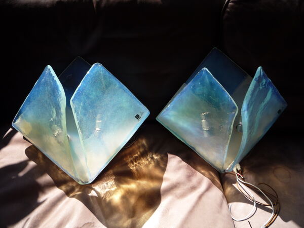 Paire d'appliques en verre opalescent par Carlo Nason
