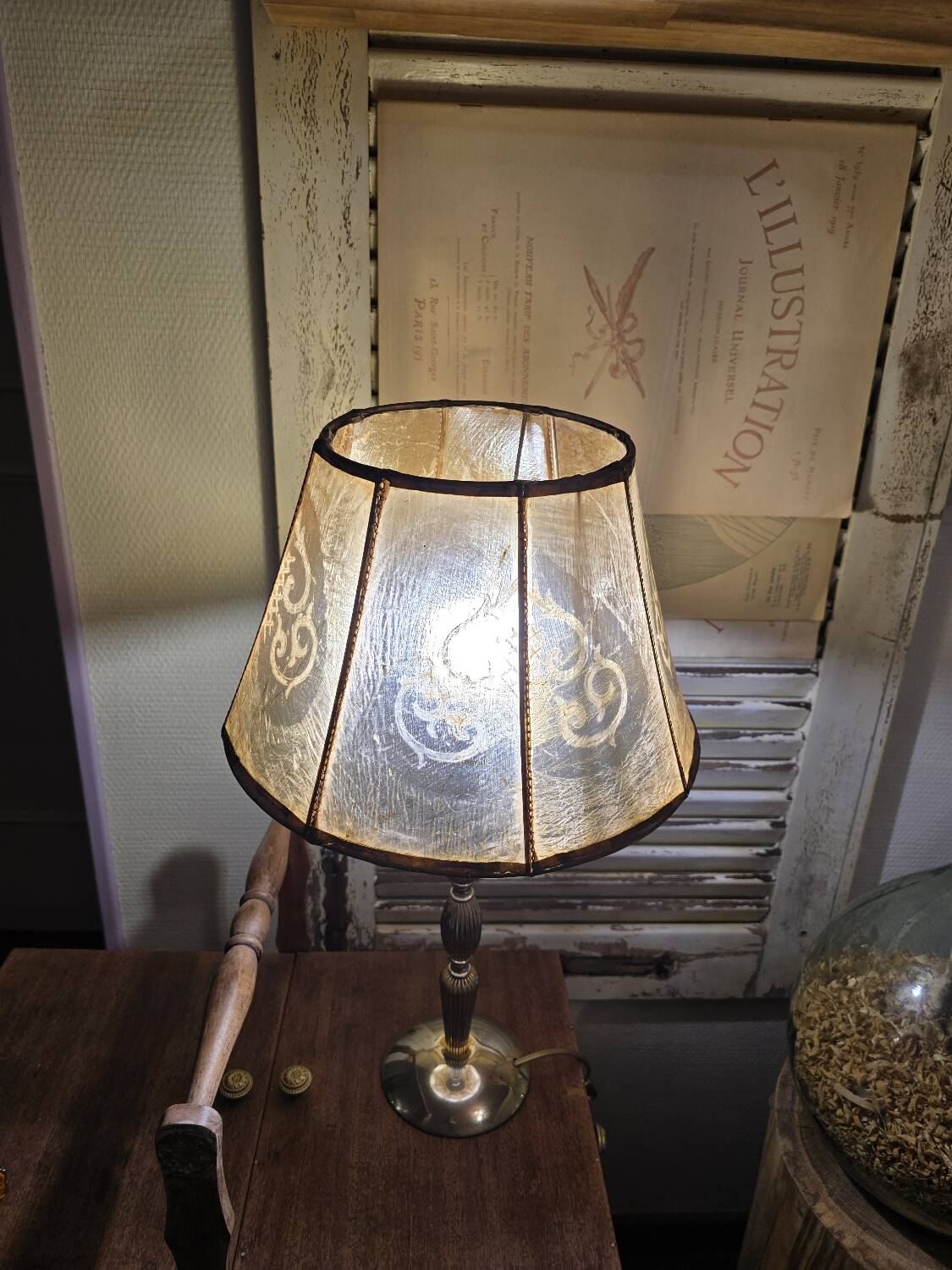 Antique lampshade in leather
