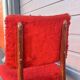 Pair of vintage wooden chairs with red fabric – 1960s/70s