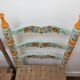 Two chairs patinated polka dots and painted wood folk art seat vintage straw