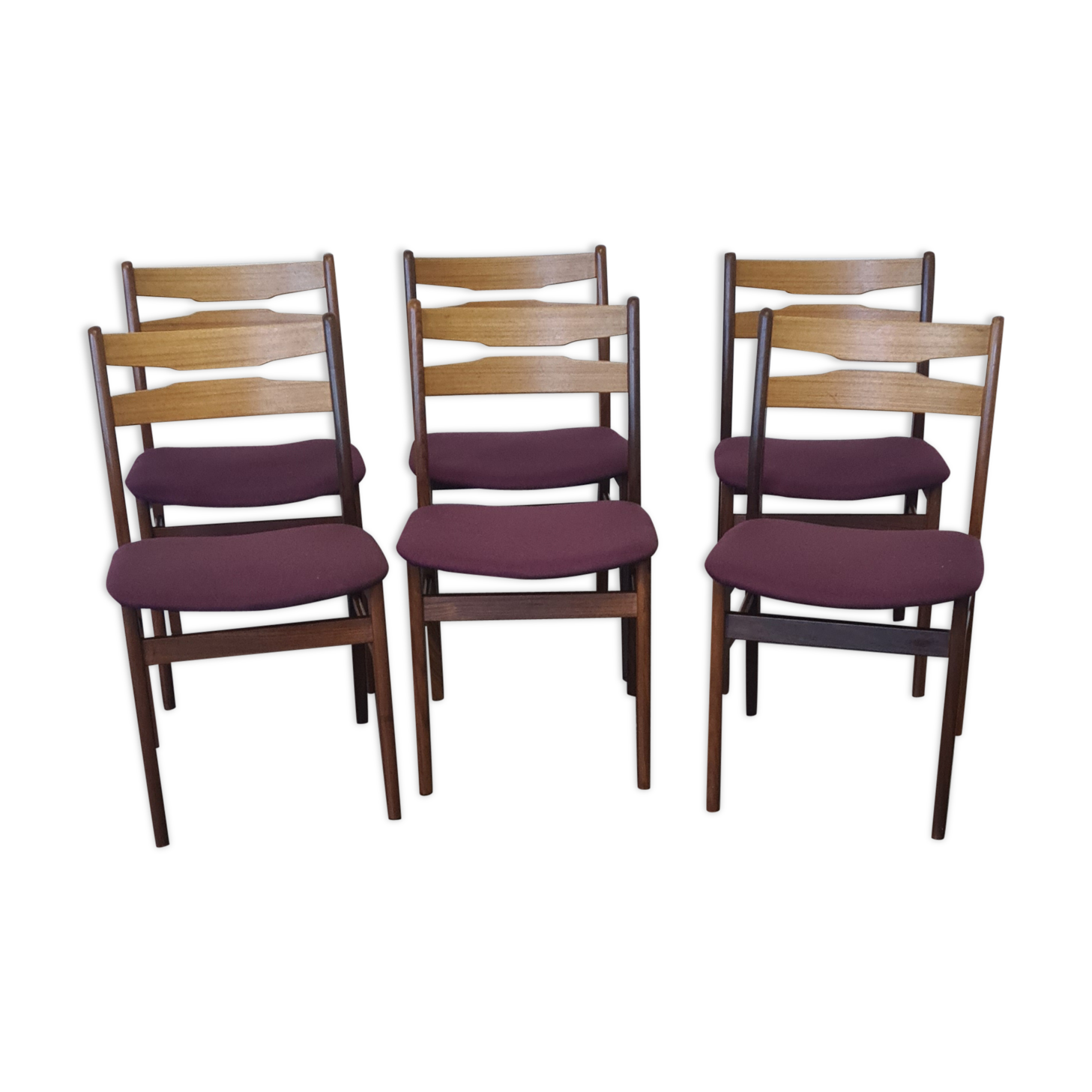 Set of six vintage teak dining chairs