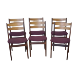 Set of six vintage teak dining chairs