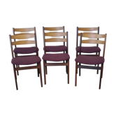 Lot de 6 chaises de salle à manger en teck vintage