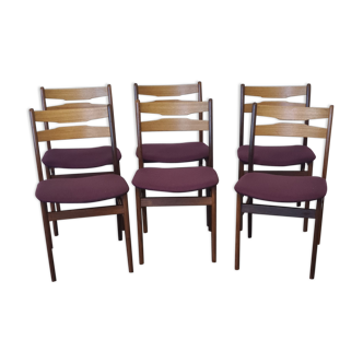 Lot de 6 chaises de salle à manger en teck vintage