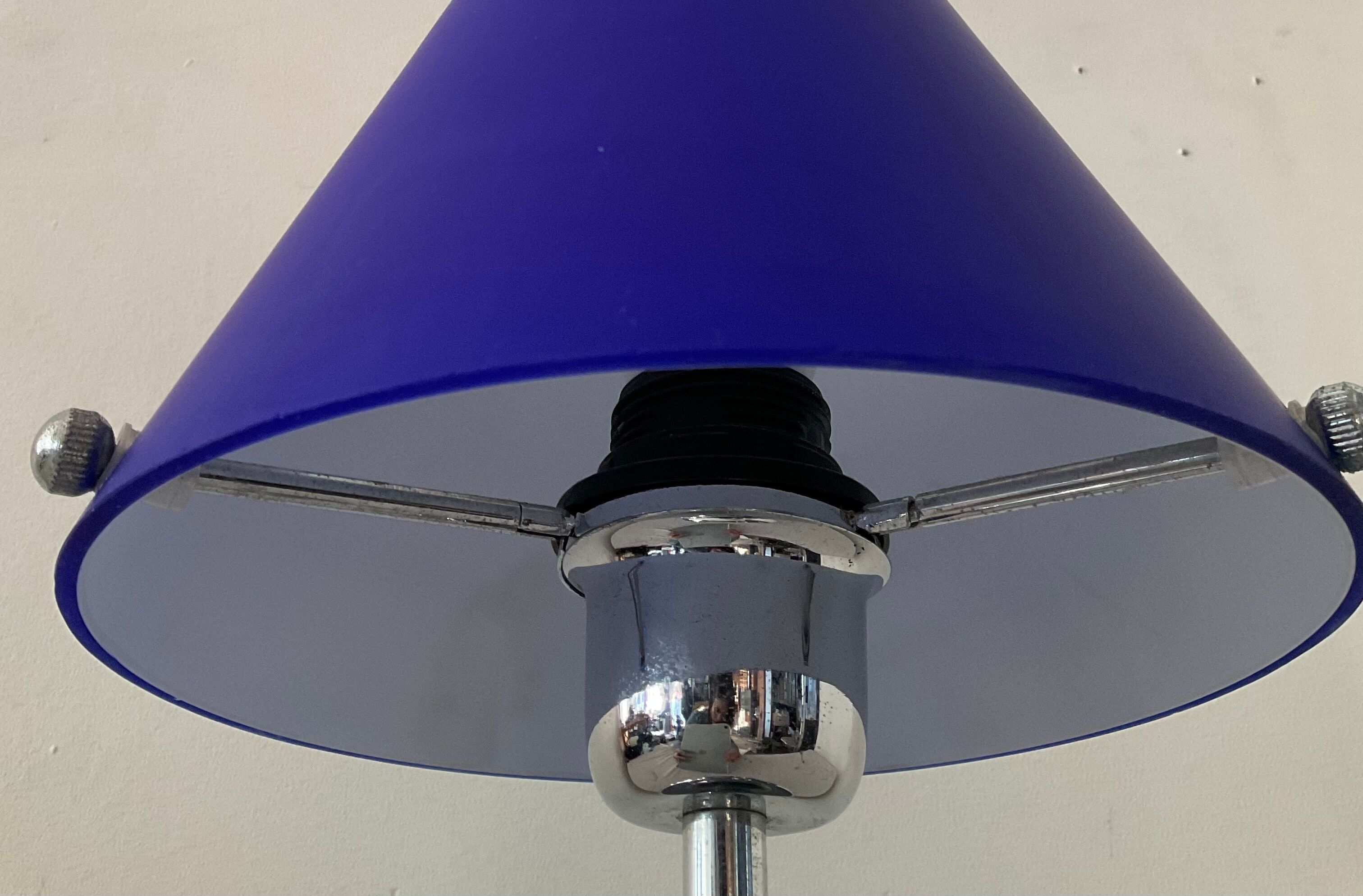 Design lamp in chromed metal and glass paste