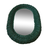 Green rattan mirror 31x41cm