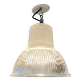 Vintage Holophane Suspension Chandelier from the 50s/60s, industrial style, transparent striated glass