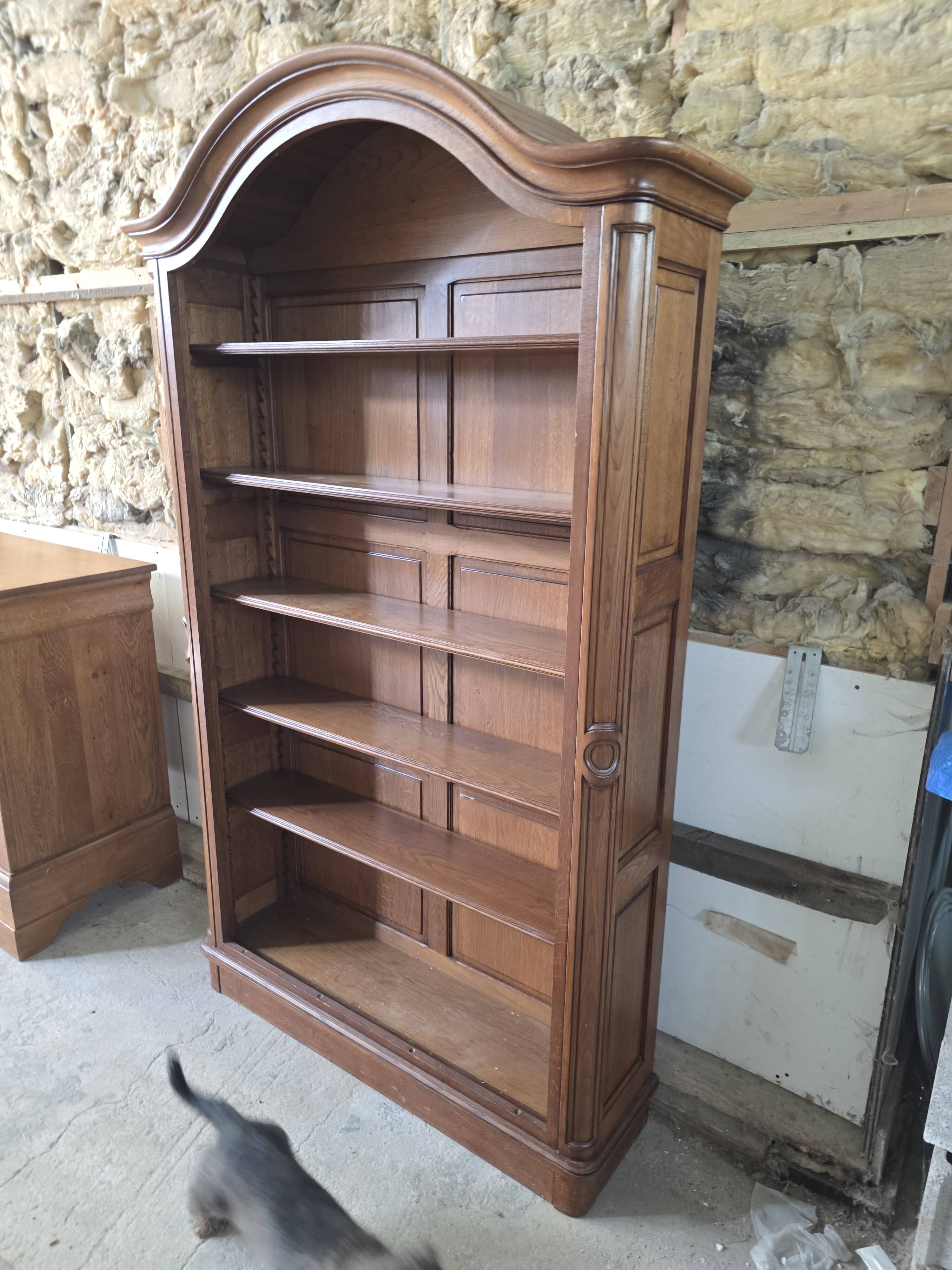 Gendarme hat library in solid oak, mid-20th century.