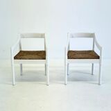 Set of two Carimate chairs by Vico Magistretti in white