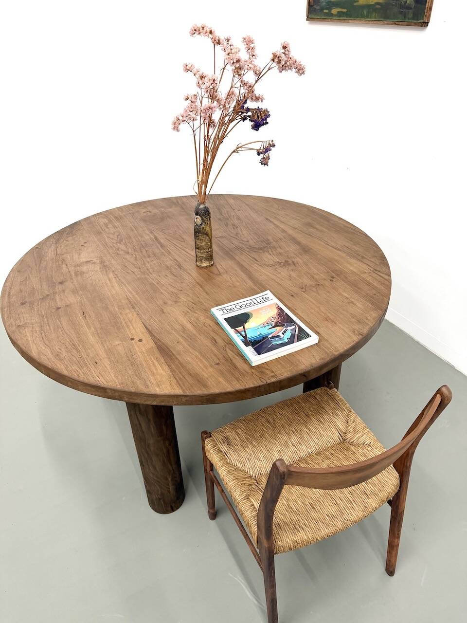 Table ronde années 50 constructiviste noyer