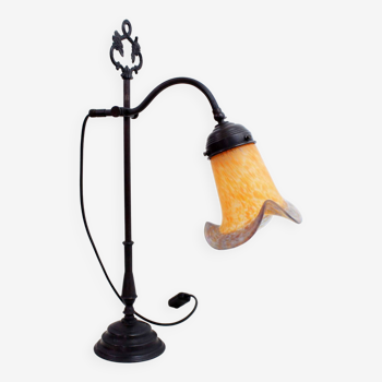 Swan neck lamp with glass paste tulip Vianne