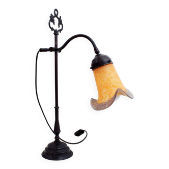 Lampe col de cygne avec tulipe en pâte de verre Vianne