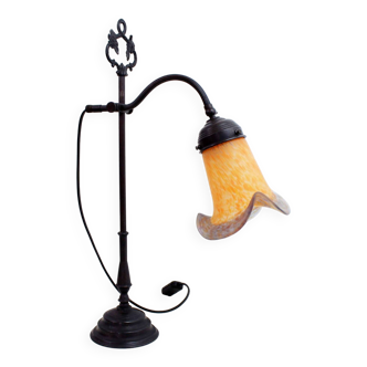 Swan neck lamp with glass paste tulip Vianne