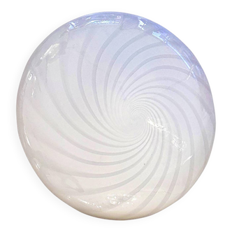 Plafonnier ou applique murale contemporaine italienne en verre de Murano aux tourbillons blancs et laiteux