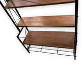 1950s teak and black metal shelf bookcase