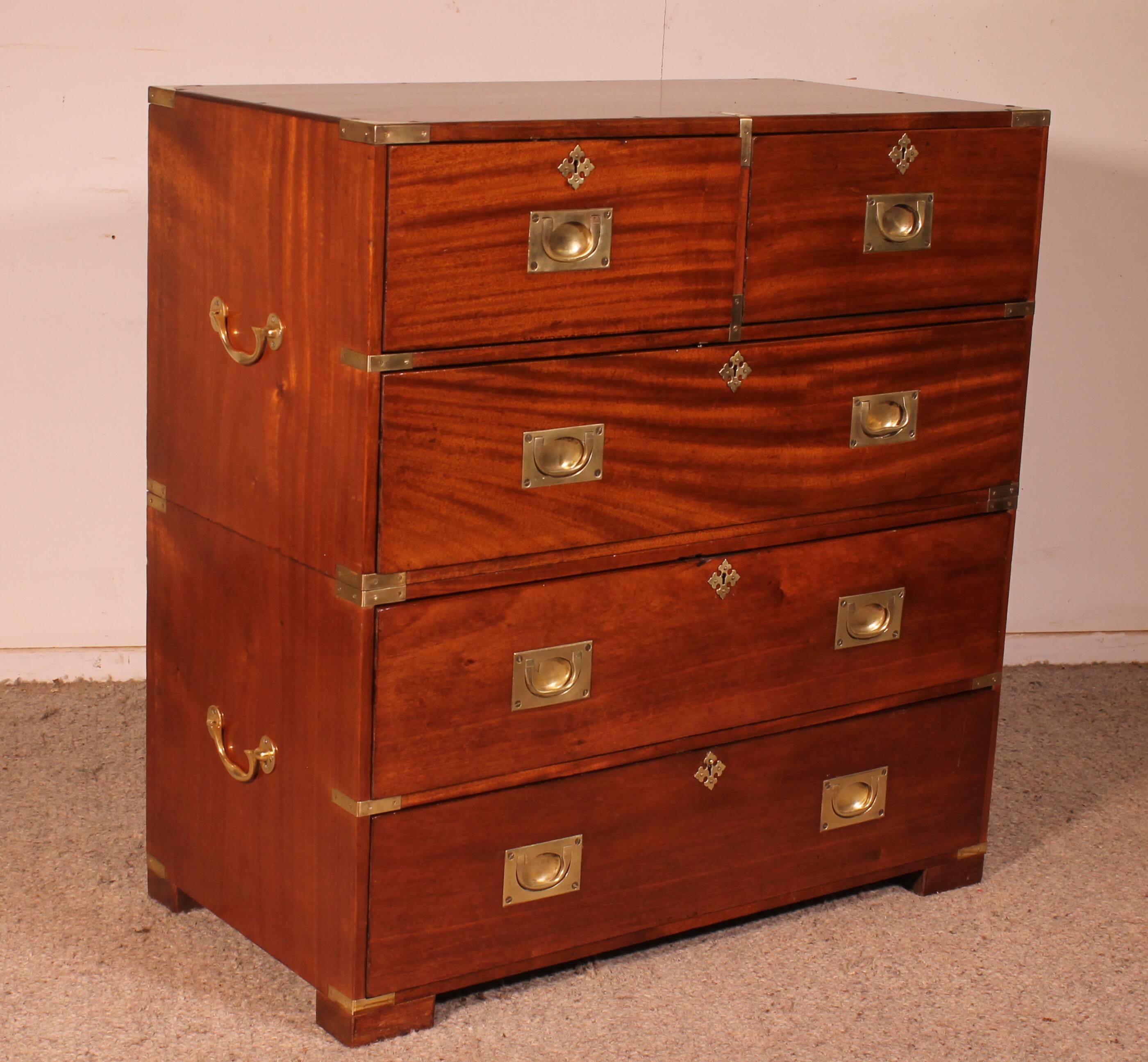 Commode Militaire Ou De Marine En Acajou blond-19° Siècle
