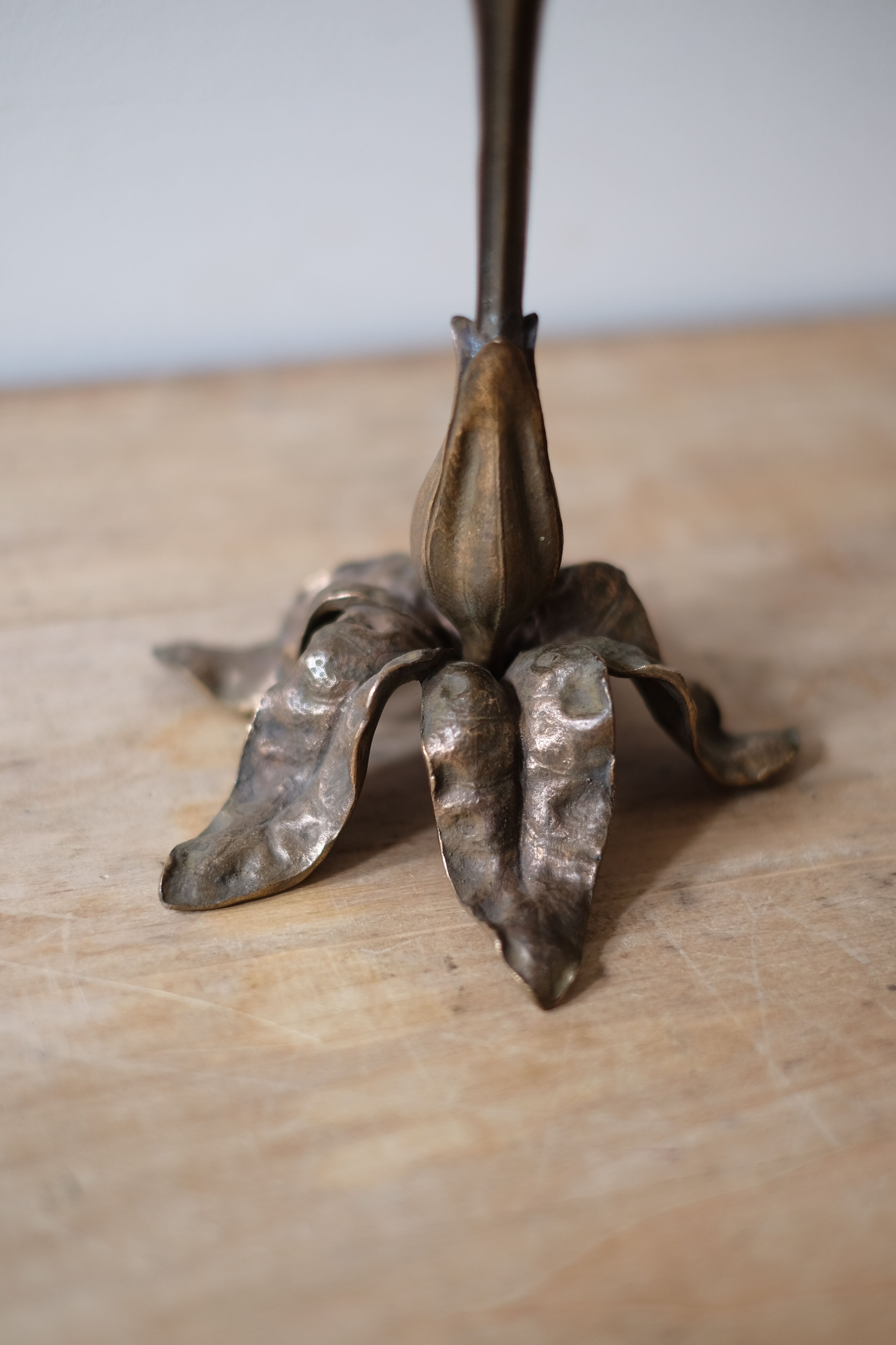 Art Nouveau bronze candle holder