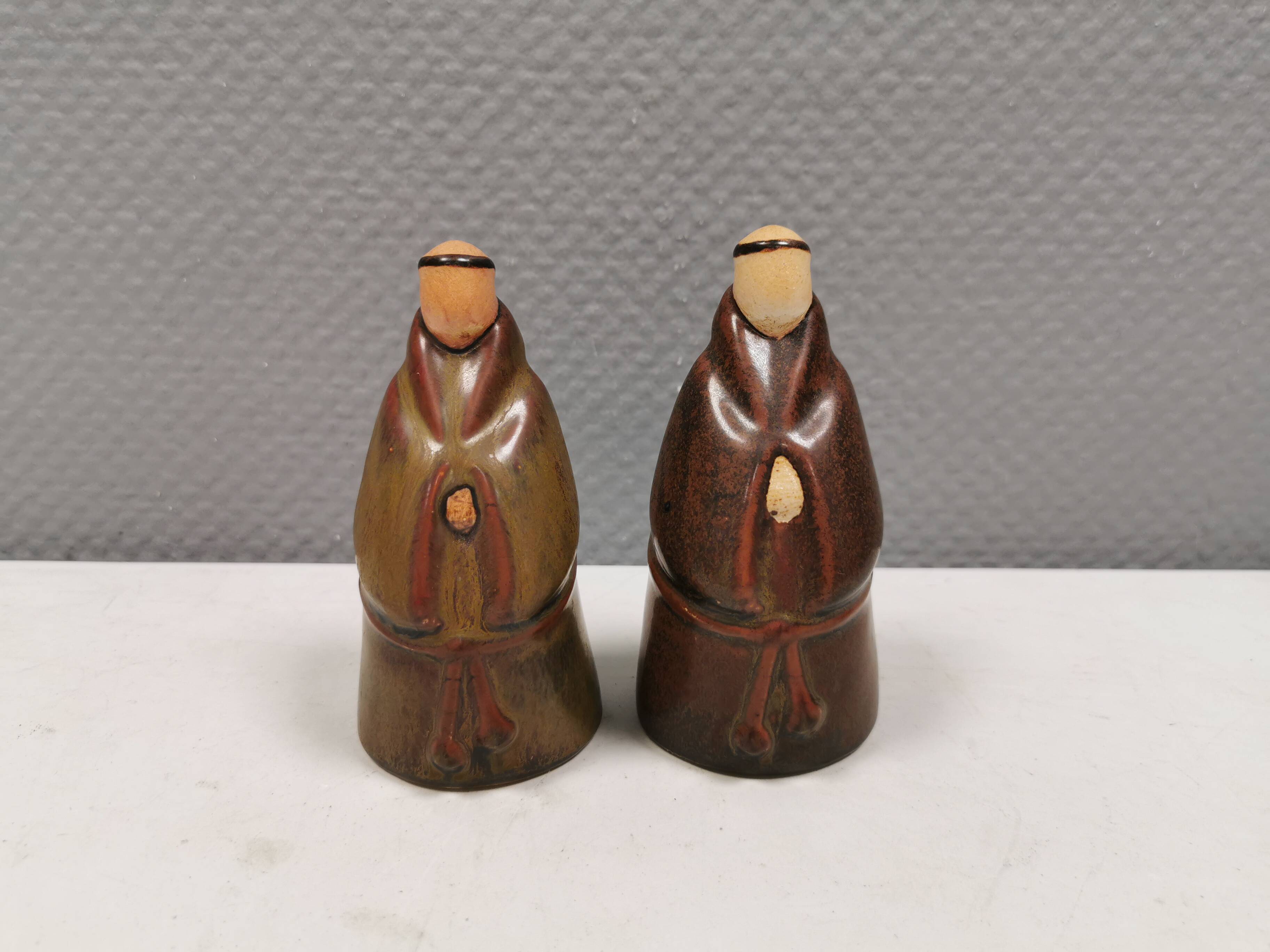 Two ceramic monks, from ENKÖPING ceramics Sweden 1970-80s