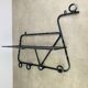 Wall-mounted coat rack/wardrobe from the 1950s, wrought iron and rigidule.