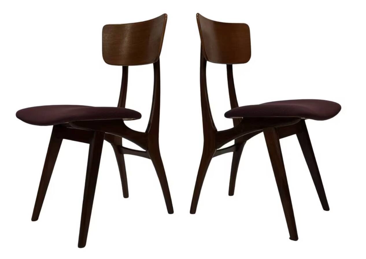 Vintage dining room chairs teak Topform design 60s Louis van Teeffelen