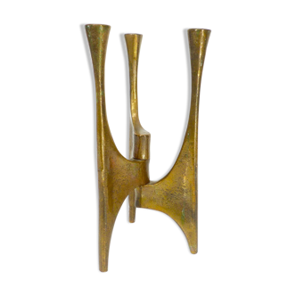 Brutalist tripod chandelier in bronze, Michael Harjes, Germany, 1960.