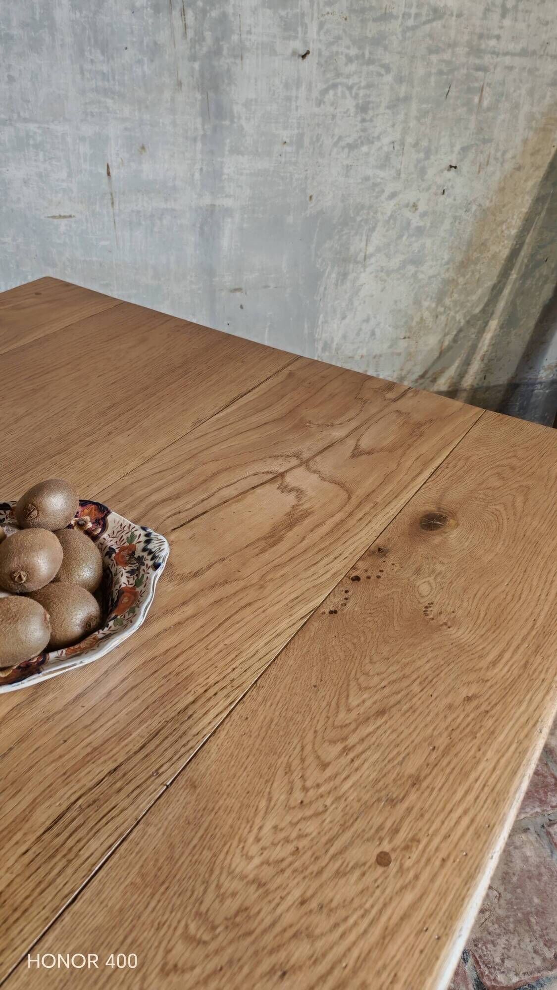 Large authentic farmhouse table made of solid French oak.