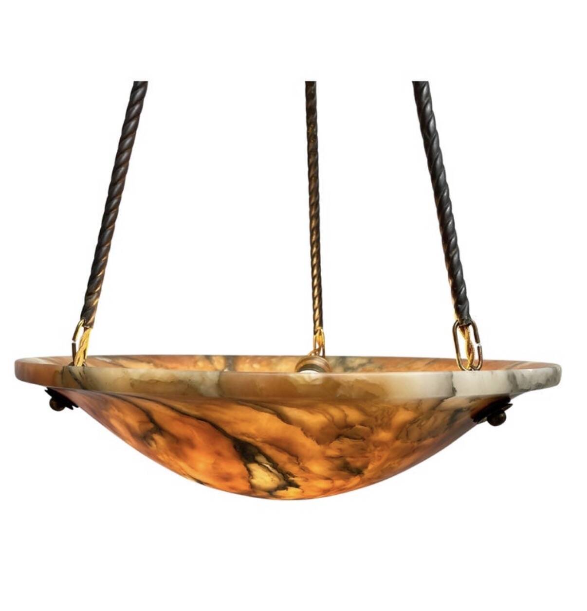 Antique alabaster Art Deco plafonnier chandelier
