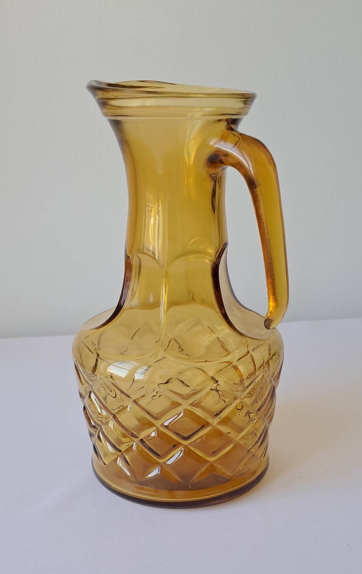 Amber glass carafe, brutalist style, Italy, 1970s.