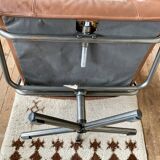 Pair of Scandinavian leather relax vintage armchairs brand Kebe
