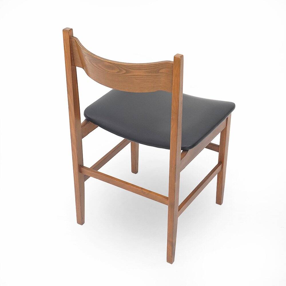 Chaises en bois vintage avec siège rembourré, années 1950, lot de 4