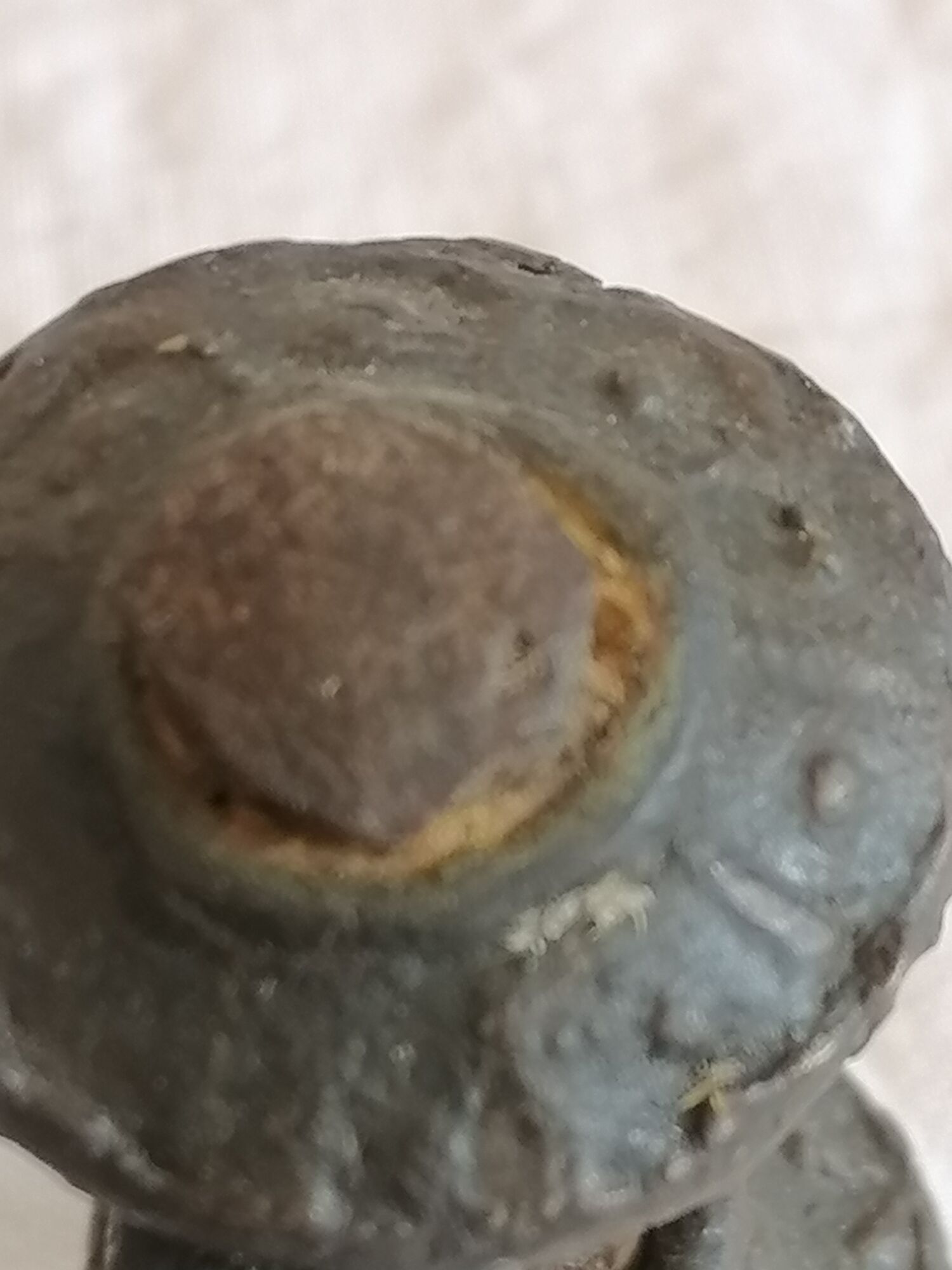 Old child's toy. Horse with bronze wheels. Ethnic object.
